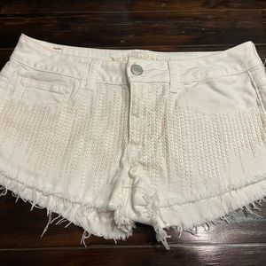 Cute white sequin denim short
